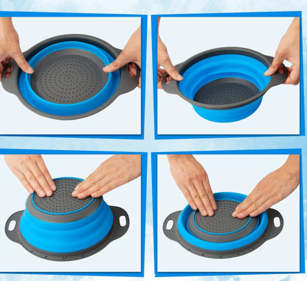 Складной силиконовый дуршлаг - сито / Цвет Микс